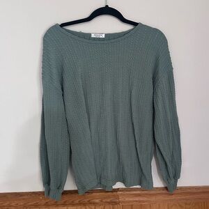 Sage Green Cable-Knit Crewneck
